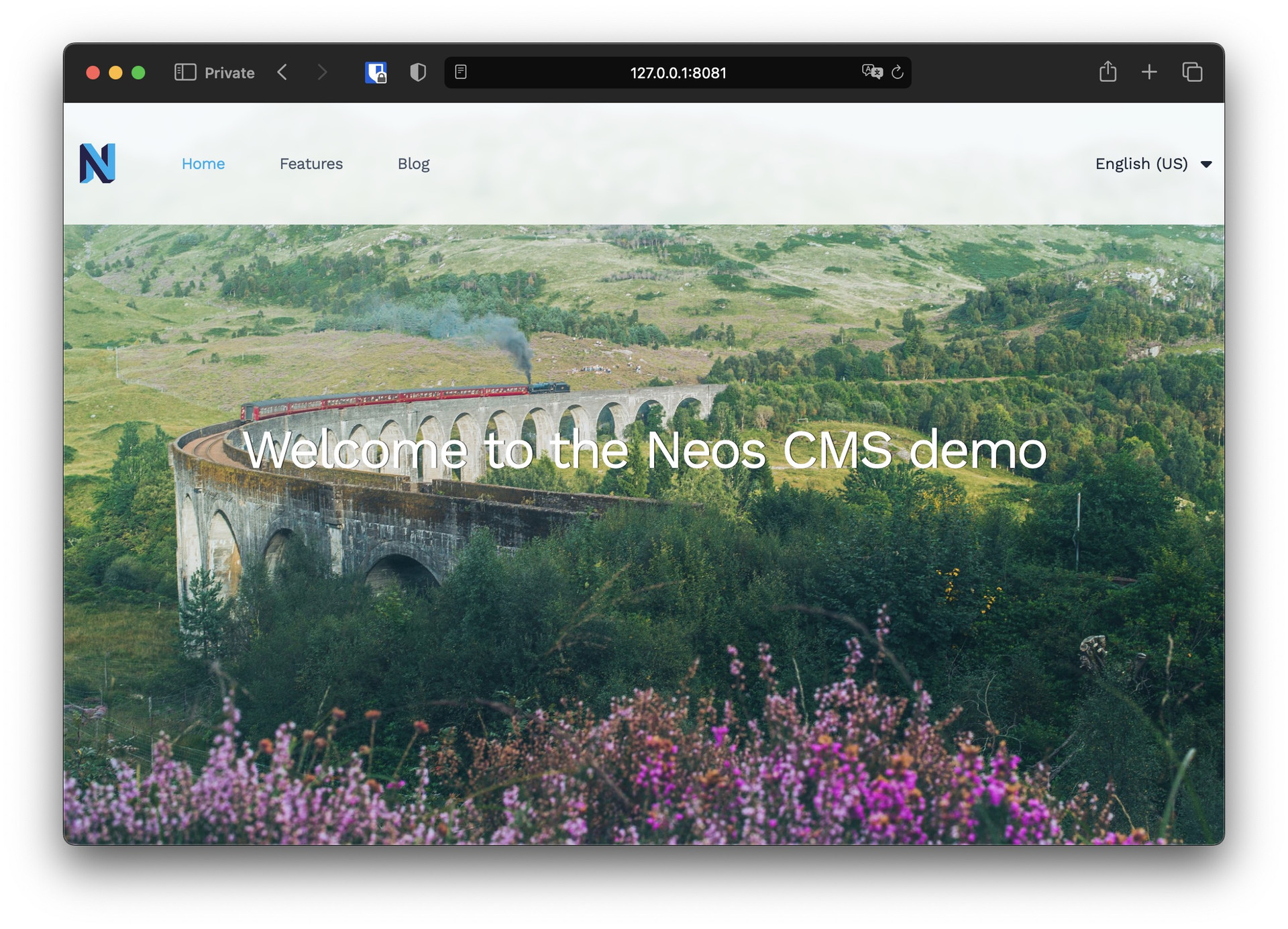 Neos Demo Site frontend welcome page