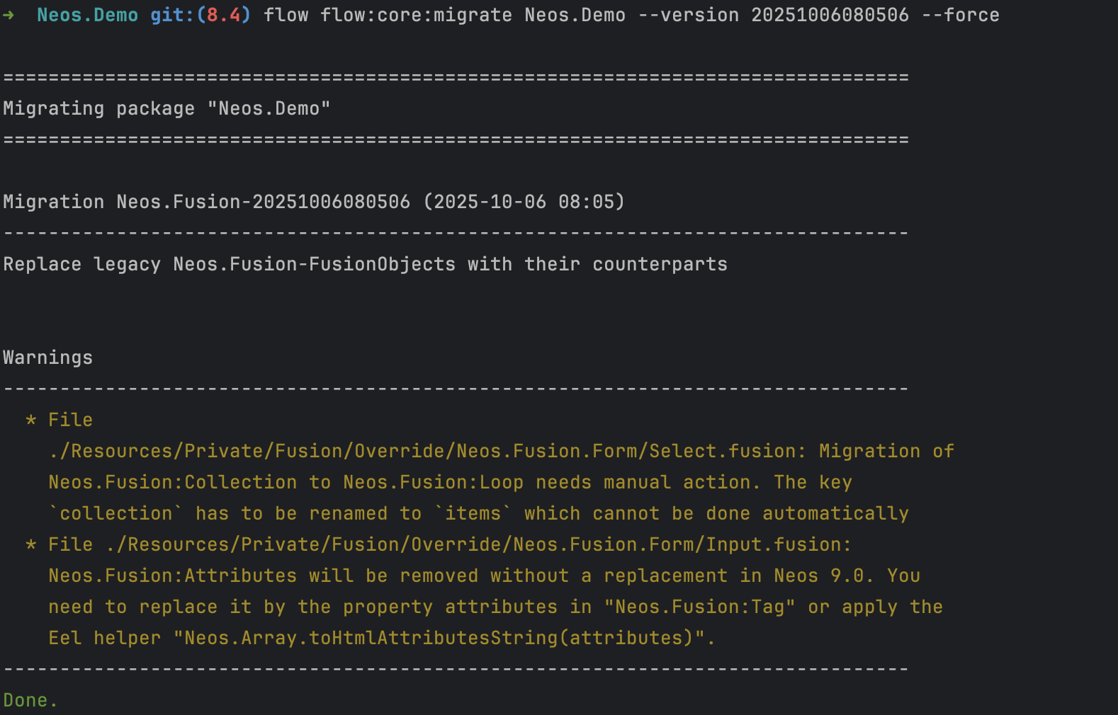 Fusion Core Migrations CLI